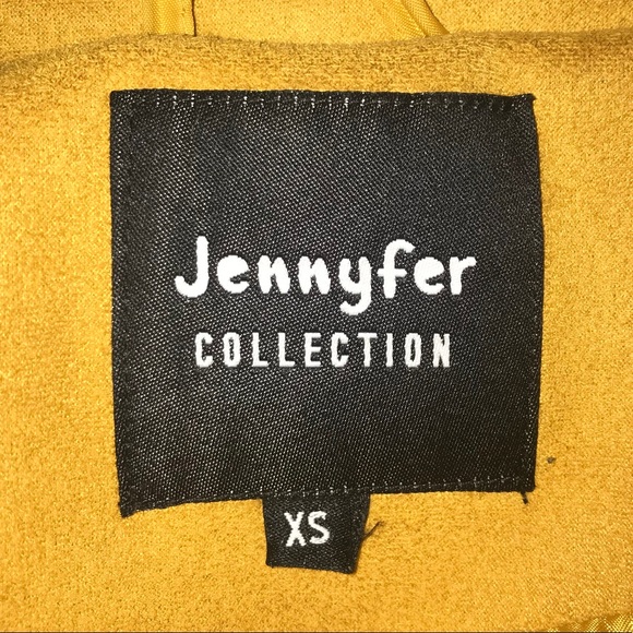 short dressy mustard yellow jacket with zippers - Picture 3 of 5